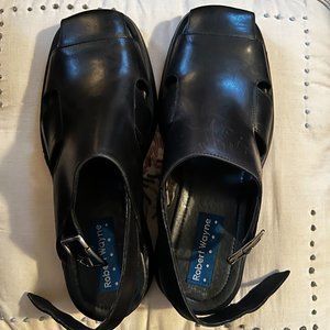Vintage Robert Wayne Black Leather Fisherman Sandals